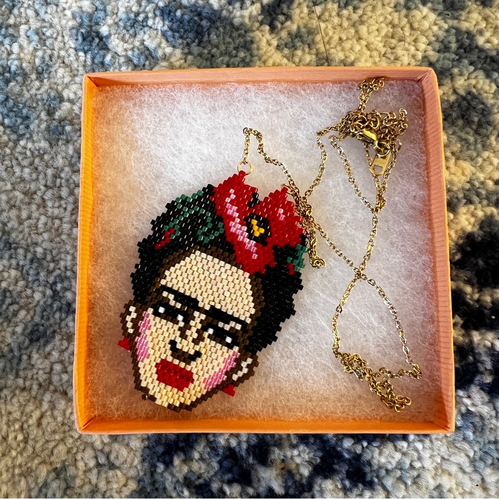 Frida Kahlo beaded Miyuki necklace